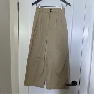 Zara Technical Fabric Crop Wide Leg Trousers Pants